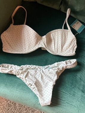 Letarte White Bikini with Blue Polka Dots